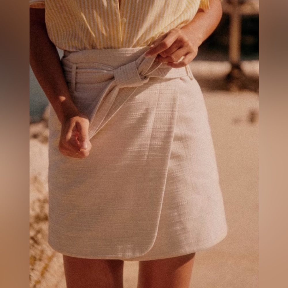Sezane Cream Wrap Mini Skirt